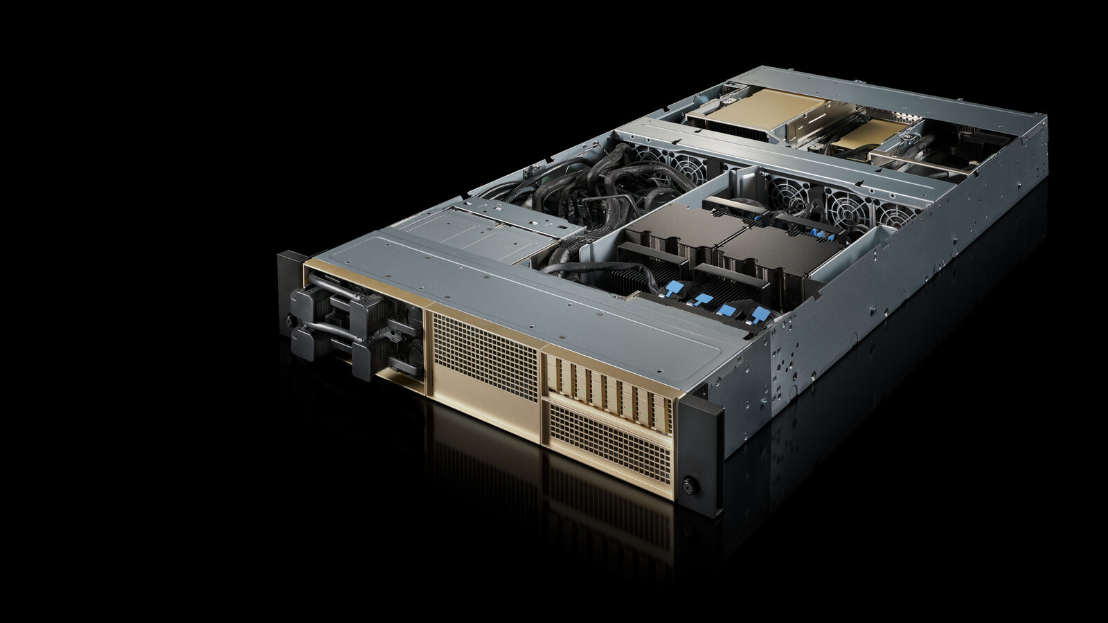 NVIDIA Vera CPUのサーバートレイ（金色のフェイスプレートが特徴。出典：NVIDIA Blog）
